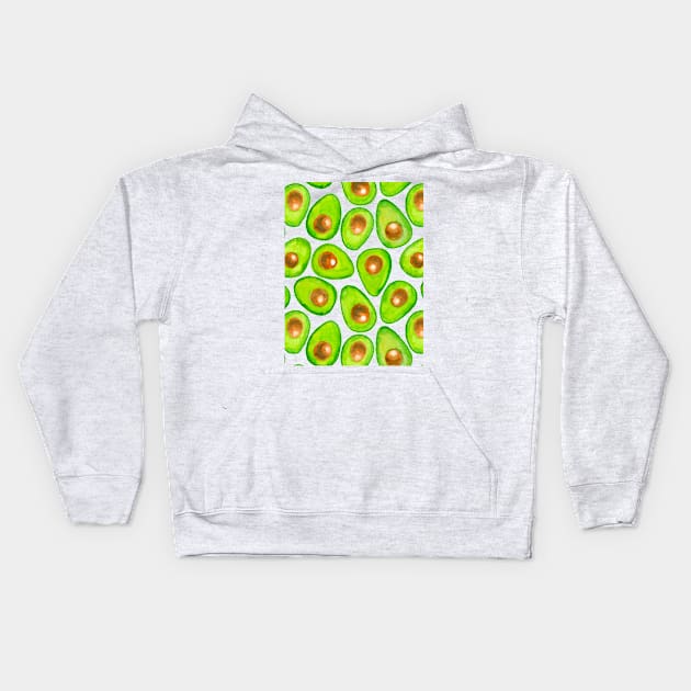 Avocado slices watercolor Kids Hoodie by katerinamk